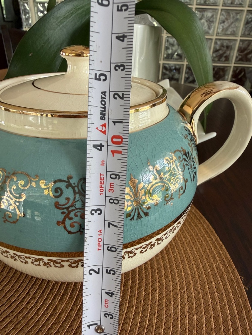 VINTAGE SADLER TEAPOT Turquoise with Gold Trim. England Teapot - Picture 7 of 8